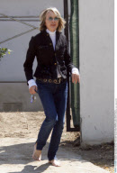EXCL.: Actress DIANE KEATON barefoot at her construction site in Beverly Hills