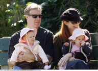 EXCL.: Actress MARCIA CROSS taking her twins EDEN and SAVANNAH to a local park