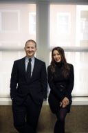 Tamara Mellon (President and founder) and Josh Schulman (CEO) of designer shoe makers, Jimmy Choo.