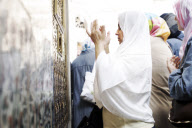 Turkish muslims pray in a mosque of Istanbul
