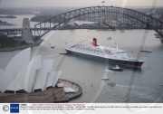 Queen Elizabeth 2 cruise liner leaves Sydney harbour,  Australia  - 25 Feb 2008