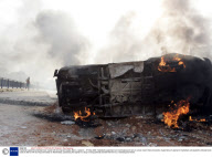 Hezbollah supporters blocked main roads with burning barricades, Beirut, Lebanon - 07 May 2008