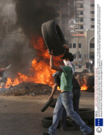 Hezbollah supporters blocked main roads with burning barricades, Beirut, Lebanon - 07 May 2008