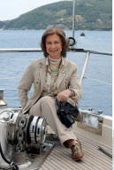 ROYALS: Queen SOFIA of Spain exploring Greece on a donkey