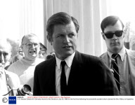 U.S. Senator Edward M. Kennedy returns to the Senate on July 30, 1969 for the first time following the automobile accident which claimed the life of Mary Jo Kopechne.