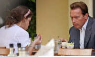 EXCL.: Governor ARNOLD SCHWARZENEGGER and his daughter CHRISTINA having breakfast