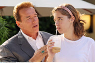 EXCL.: Governor ARNOLD SCHWARZENEGGER and his daughter CHRISTINA having breakfast