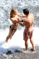 SiennaMiller  and Balthazar Getty on Positano