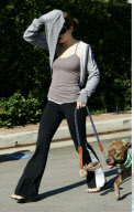 Actress JESSICA BIEL taking a walk with her dog in Brentwood
