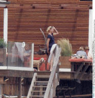 EXCL.: Actress CHARLIZE THERON and boyfriend STUART TOWNSEND enjoying their beach home