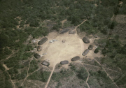 INDIAN VILLAGE WITH LONG HAUSES DEEP IN THE JUNGLE, XINGU INDIAN RESERVATION, BRAZIL