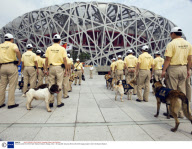 Security outside the 'Bird's Nest' National Stadium, Beijing, China - 05 Aug 2008