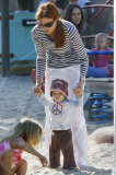 Actress MARCIA CROSS taking her twins EDEN and SAVANNAH to a local park in Santa Monica