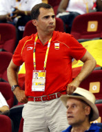 Prince Felipe and Rafa Nadal watch selection of Spanish Basketball.
