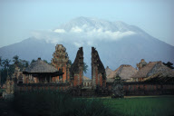 BESAKIH TEMPLE BENEATH SUMMIT OF GUNUNG AGUNG VOLCANO, BALI, INDONESIA