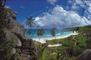 BEACH GRAND ANSE, COCONUT PLANTATION, LA DIGUE ISLAND, SEYCHELLES