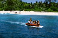 VISITORS, TOURISTS AT COUSIN ISLAND, BIRD SANCTUARY, PRASLIN ISLAND, SEYCHELLES