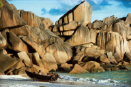 GRANIT ROCK FORMATION AT GRAND ANSE ON THE ISLAND  LA DIGUE, SEYCHELLES