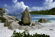 ROCK FORMATION, BEACH OF ANSE COCOS, LA DIGUE ISLAND, SEYCHELLES