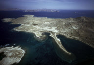 AERIAL VIEW, DELOS ISLAND, CYCLADES, GREECE