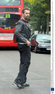 Rupert Everett losing his bike lock keys then finds them at a cafe in Notting Hill, London, Britain - 24 Sep 2008
