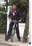 Rupert Everett losing his bike lock keys then finds them at a cafe in Notting Hill, London, Britain - 24 Sep 2008