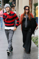 Celeb couple ASHLEE SIMPSON and PETE WENTZ spending the afternoon watching 'Wicked' 