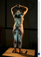 MRI scan projected onto the back of a model, Science Museum, London, Britain  - 06 Oct 2008