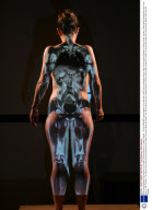 MRI scan projected onto the back of a model, Science Museum, London, Britain  - 06 Oct 2008