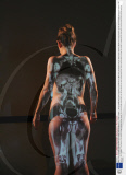 MRI scan projected onto the back of a model, Science Museum, London, Britain  - 06 Oct 2008