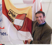 AUSTRIA:RETRO JOERG HAIDER                JOERG HAIDER WITH THE CARINTHIA'S FLAG