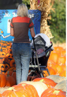 Actress TORI SPELLING and her cute kids LIAM and STELLA at the pumpkin patch