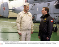 RUSSIA: Medvedev inspects the cruiser Admiral Kuznetsov