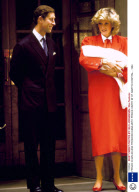 PRINCE CHARLES AND PRINCESS DIANA WITH PRINCE HARRY AT ST. MARY'S HOSPITAL. - 1984