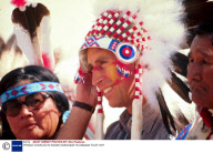 PRINCE CHARLES IN INDIAN HEADGEAR IN CANADA TOUR 1977