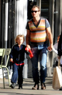 EXCLUSIVE - Jude law wears a very colourful cashmere - London