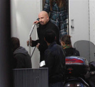EXCLUSIVE : John Travolta was seen on the set of "From Paris with Love" directed by french director Luc Besson.