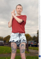 Clarke Reynolds Who Has His Two Favourite Bonds Sean Connery and Pierce Brosnan - Tattooed on His Thighs, Portsmouth, Britain - 30 Oct 2008