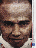 Portrait of Lewis Hamilton created  from hole punch circles, Britain  - 28 Oct 2008