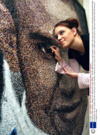 Portrait of Lewis Hamilton created  from hole punch circles, Britain  - 28 Oct 2008
