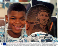14-year-old Kwame Boyce-Deacon with the world's first Obama haircut, Leicester, Britain - 10 Nov 2008