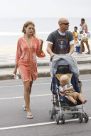 Supermodel Natalia Vodianova with his husband and son at Ipanema Beach