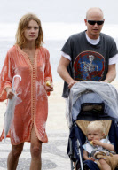 Supermodel Natalia Vodianova with his husband and son at Ipanema Beach