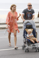 Supermodel Natalia Vodianova with his husband and son at Ipanema Beach