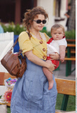 Actress HELENA BONHAM CARTER carrying baby NELL around Malibu