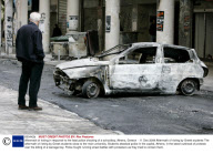 Aftermath of rioting in response to the fatal police shooting of a schoolboy, Athens, Greece  - 11 Dec 2008