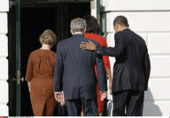 DC: BUSH GREETS PRESIDENT-ELECT OBAMA AT WHITE HOUSE