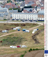 A GYPSY CAMP AT PRINCE CHARLES'S POUNDBURY DEVELOPMNENT IN DORSET, BRITAIN - AUG 2004