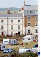 A GYPSY CAMP AT THE POUNDBURY DEVELOPMENT OF PRINCE CHARLES, DORSET, BRITAIN - AUG 2004