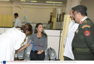 Queen Rania of Jordan donates blood for Palestinians of the Gaza strip, in Amman, Jordan   - 30 Dec 2008